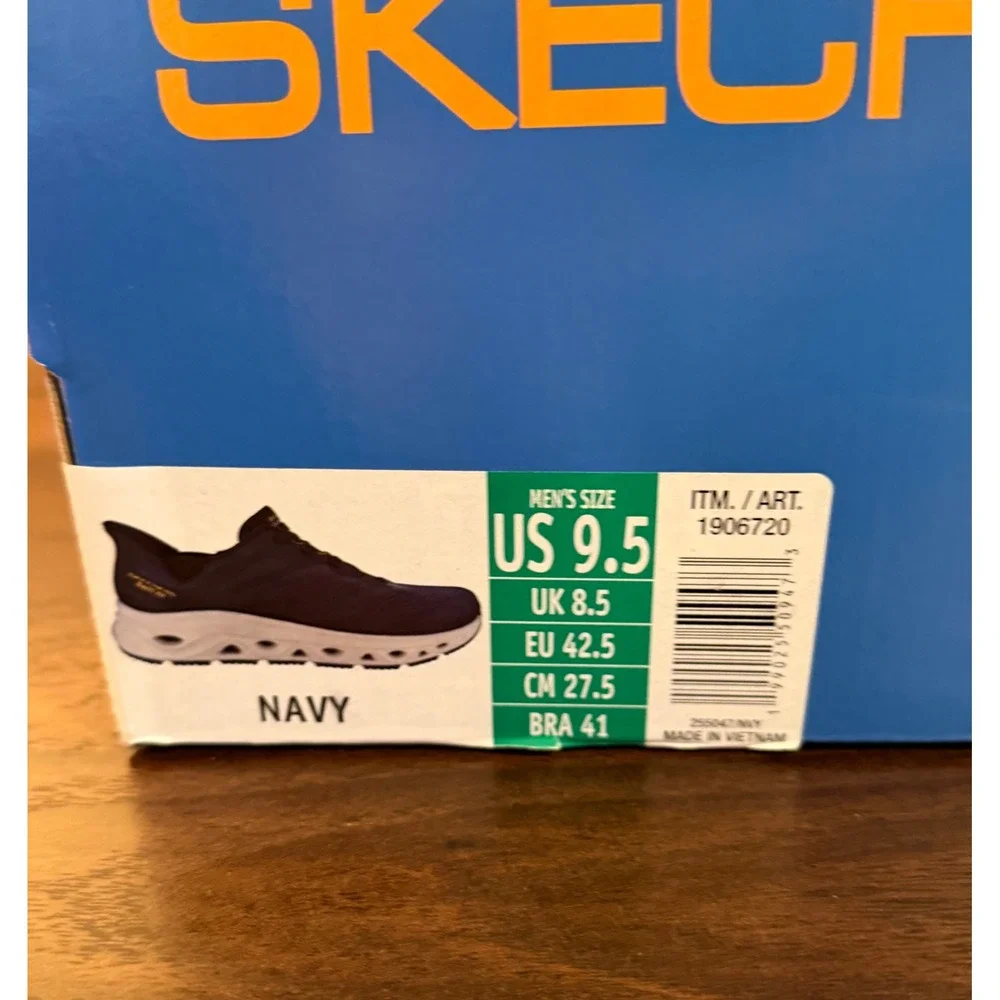 NWT Skechers Hands Free Slip-ins Swift Fit Mens 9.5 Navy Sneakers Glide-Step